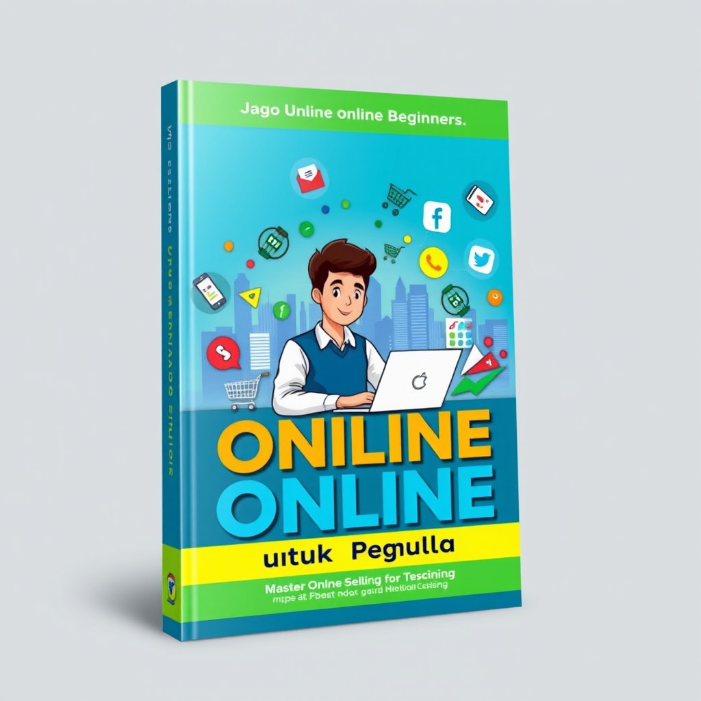 A visually striking ebook cover design for the title 'Jago Jualan Online untuk Pemula' (Master Online Selling for Beginners)