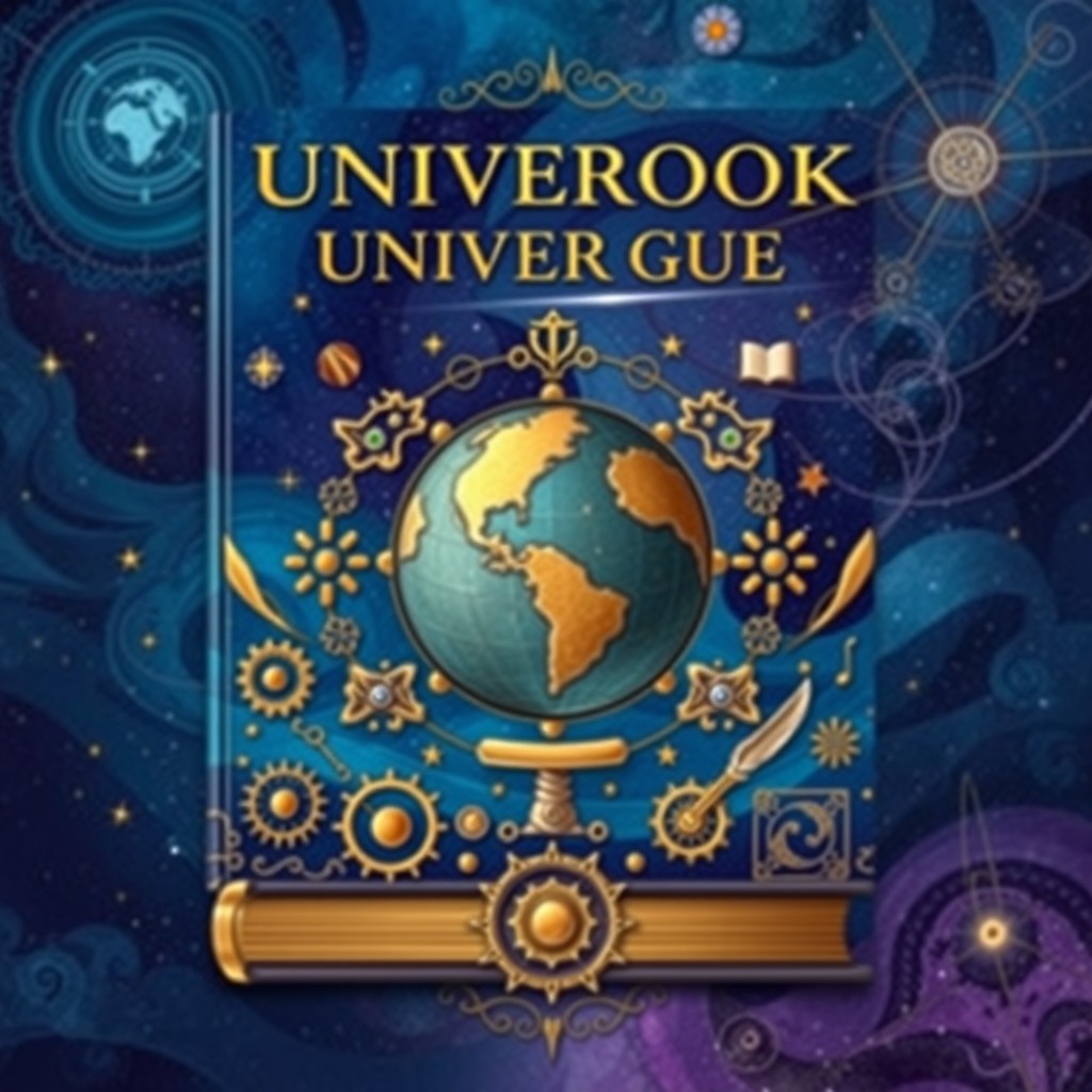 An artistic design for a universal book cover, featuring a captivating and abstract illustration that represents the themes of knowledge, adventure, and mystery