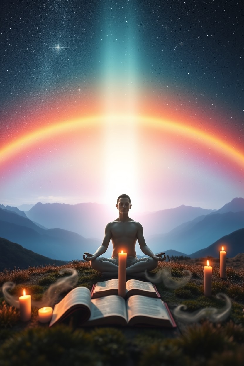 A mystical and serene landscape showcasing the secrets of dimensions revealed through fasting and prayer
