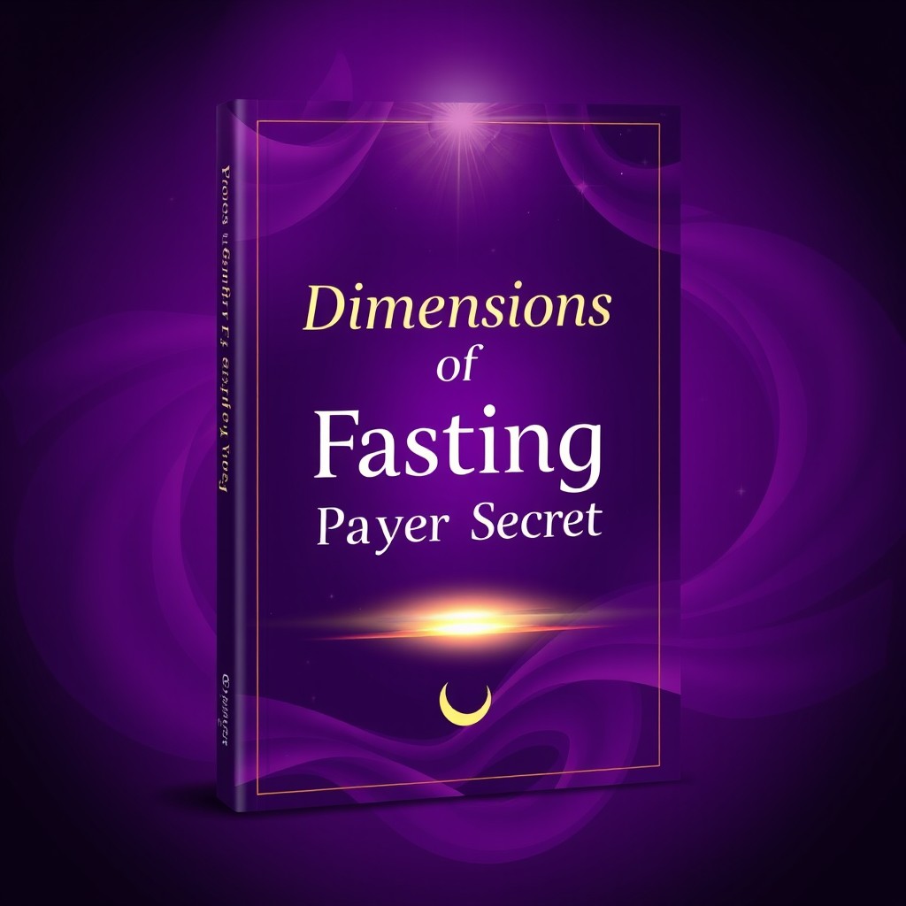 A visually striking book cover design for 'Dimensions of Fasting & Prayer Secrets'