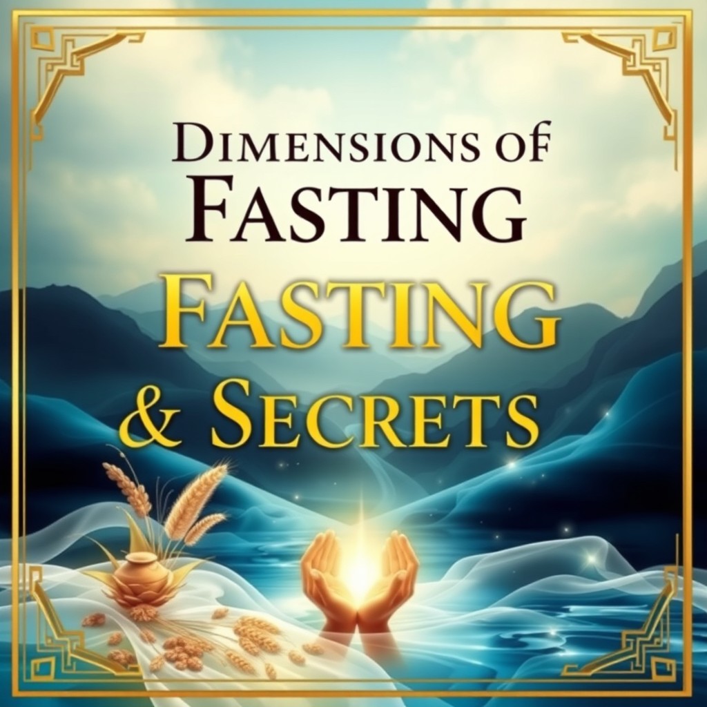 A captivating book cover design for a title "Dimensions of Fasting & Prayer Secrets"