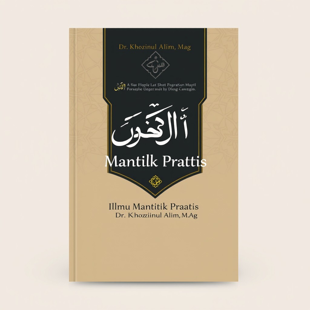 A book cover design for 'Ilmu Mantik Praktis' by Dr