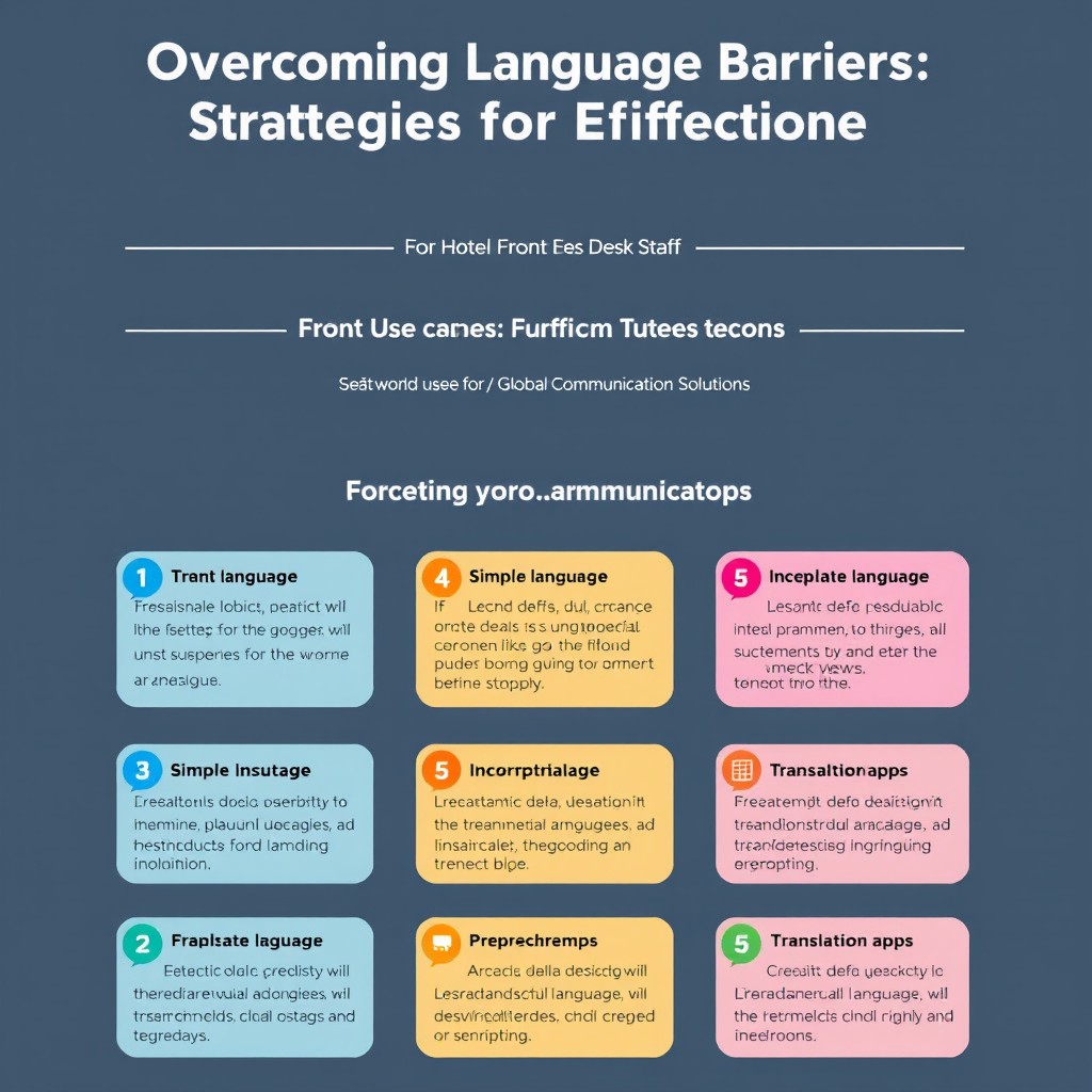 Infographic titled 'Overcoming Language Barriers: Strategies for Effective Communication' featuring a neat and visually organized layout
