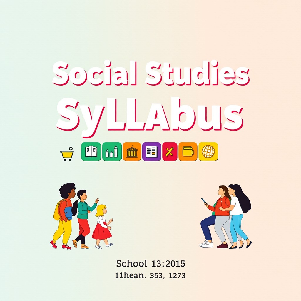 A beautifully designed front page for a syllabus focused on social subjects, featuring a vibrant color palette that symbolizes diversity and inclusivity