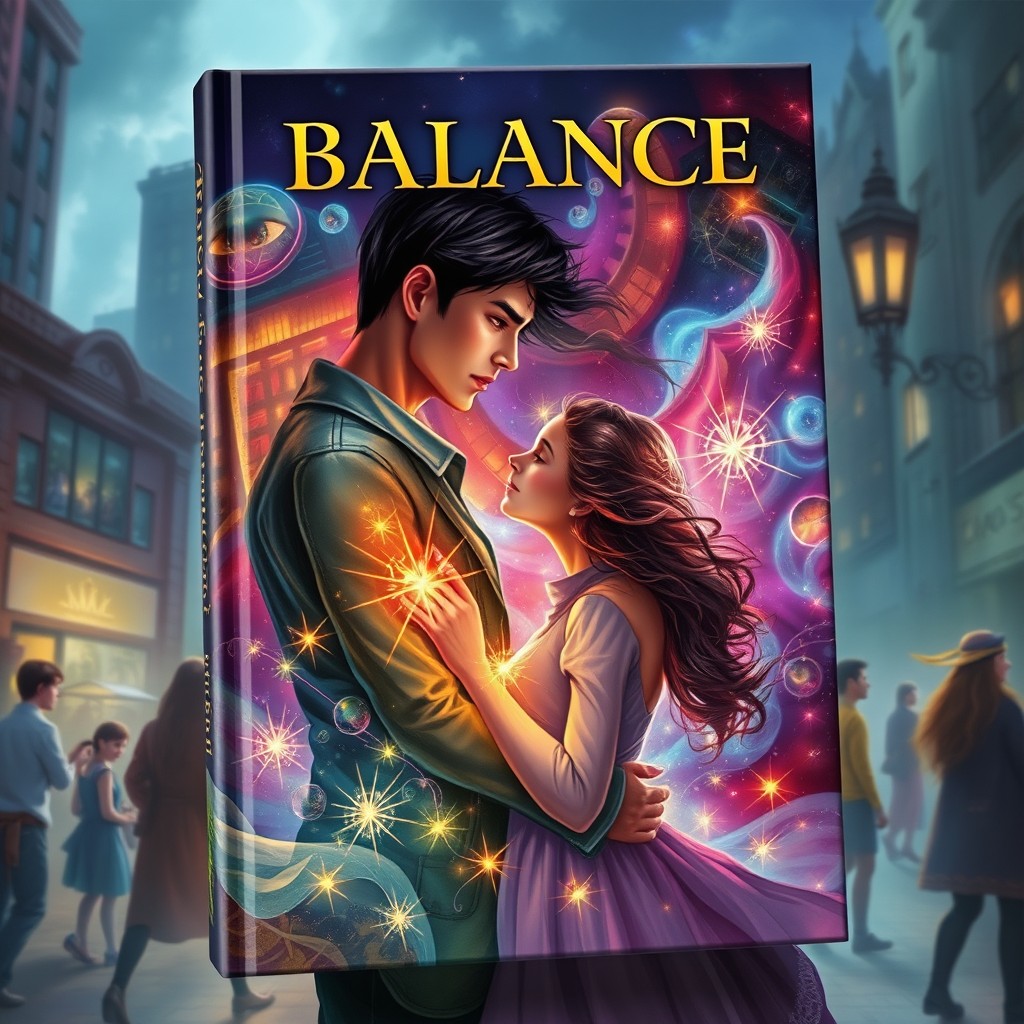 A captivating book cover illustrating a vibrant fantasy world where individuals possess supernatural powers