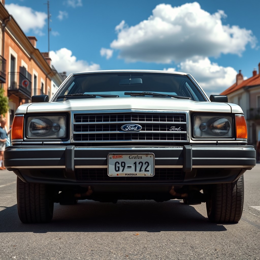 A detailed view of a classic Ford Granada from the years 1981 to 1985, showcasing its iconic design elements