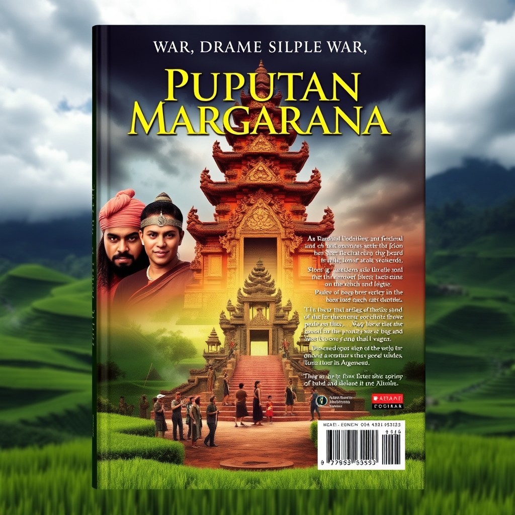 A visually striking cover image for a drama book titled 'War of Puputan Margarana'