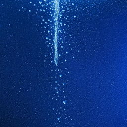 Glistening mineral water droplets cascading down a deep blue background in a 16:9 aspect ratio.