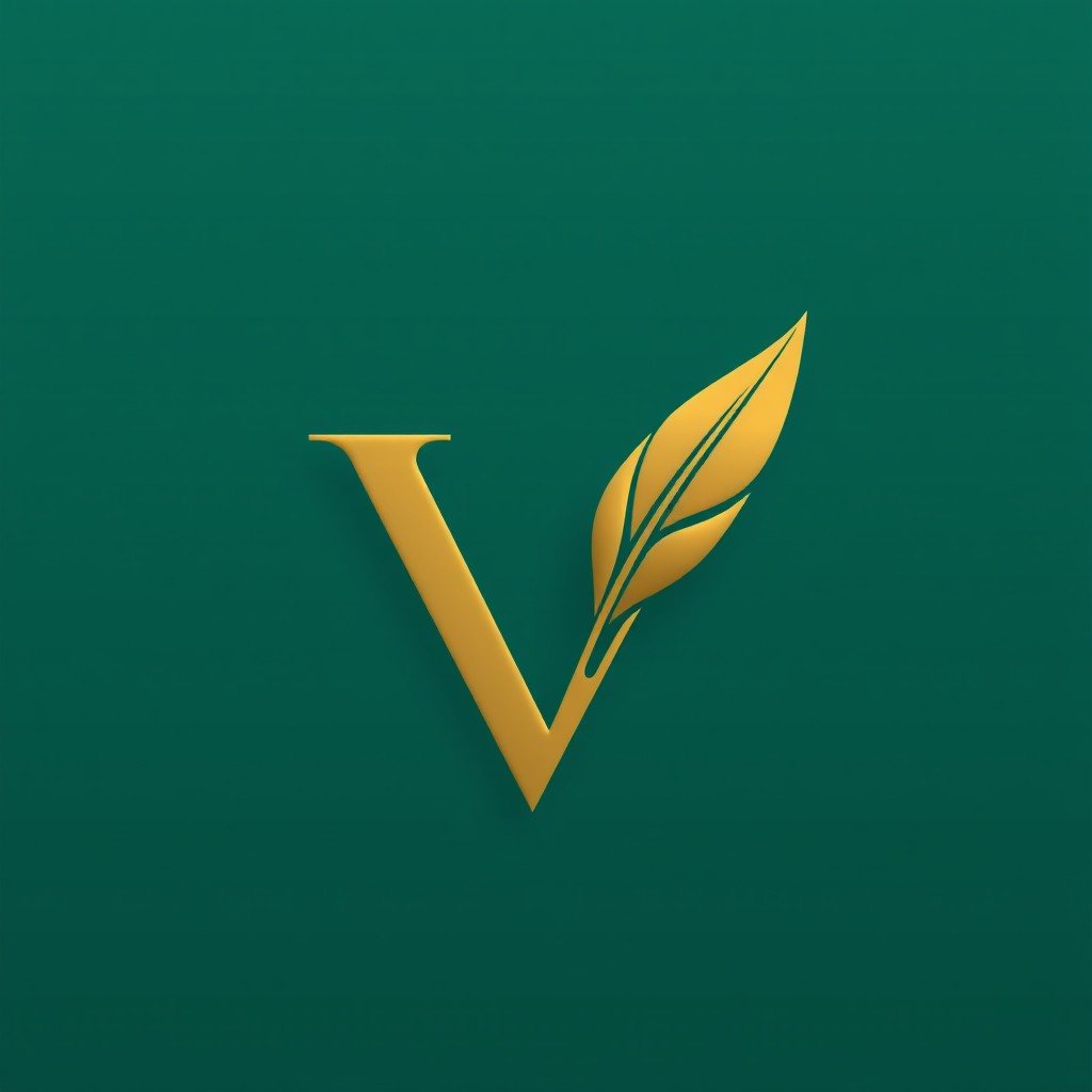 A logo design featuring the letter 'V' on an emerald green background