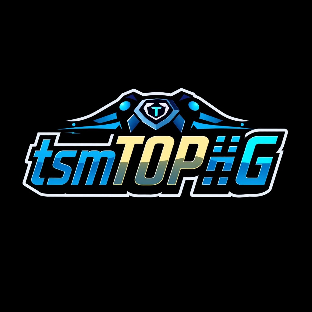 A sleek and modern gaming logo design featuring the name 'tsmTOP乛G'