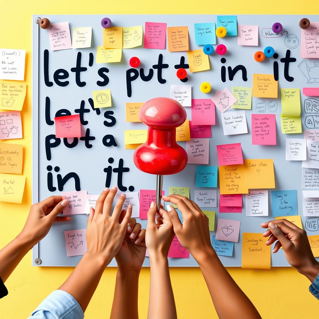 A creative visual representation of the phrase 'let's put a pin in it'