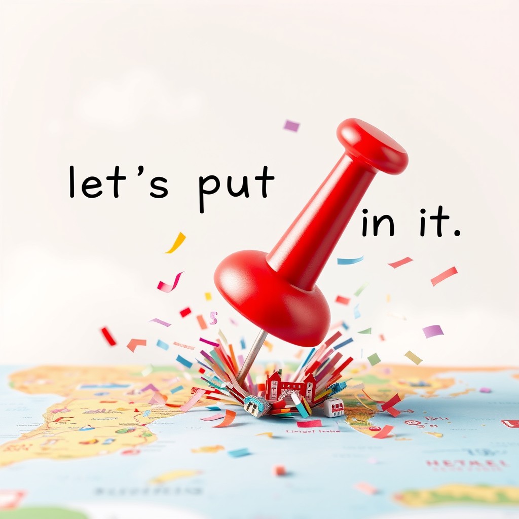 An imaginative representation of the phrase 'let's put a pin in it'