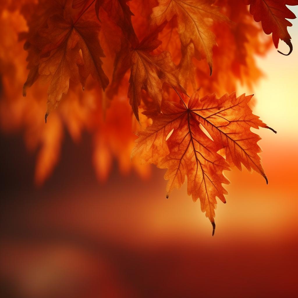 A photorealistic macro nature backdrop for a contact web page detailed in warm and rich colors of a serene sunset or lush autumn foliage.