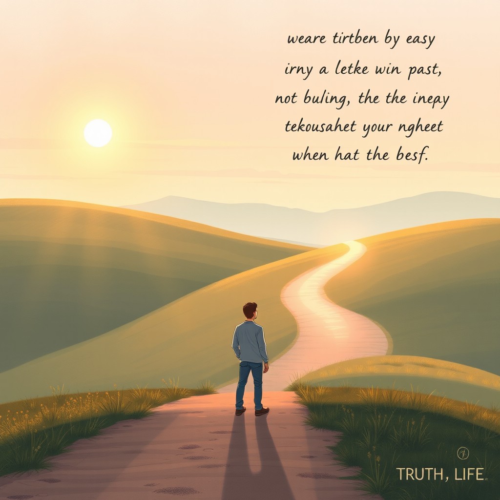 An inspirational illustration depicting a serene landscape with multiple pathways diverging