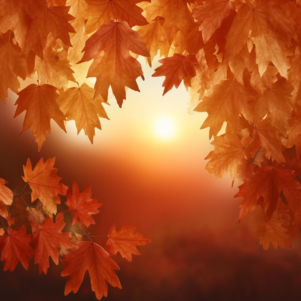 A photorealistic macro nature backdrop for a contact web page detailed in warm and rich colors of a serene sunset or lush autumn foliage.