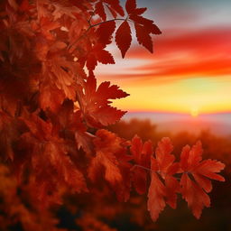 A photorealistic macro nature backdrop for a contact web page detailed in warm and rich colors of a serene sunset or lush autumn foliage.