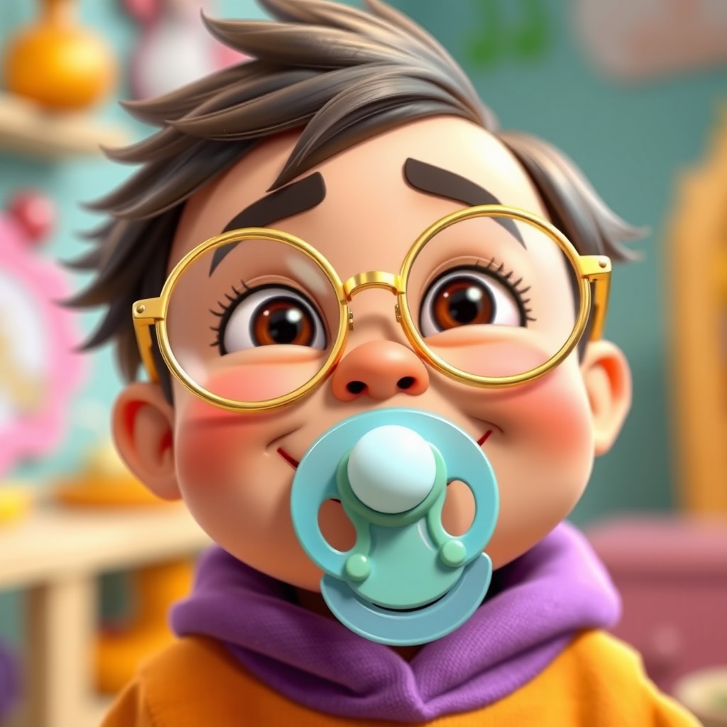 A whimsical and playful scene of a cartoonish character having a fun and silly expression