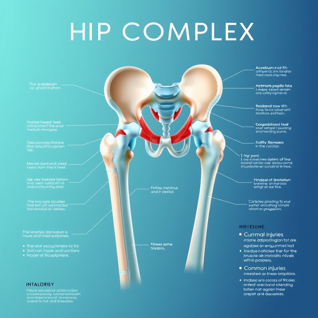 A visually engaging poster that showcases the hip complex anatomy