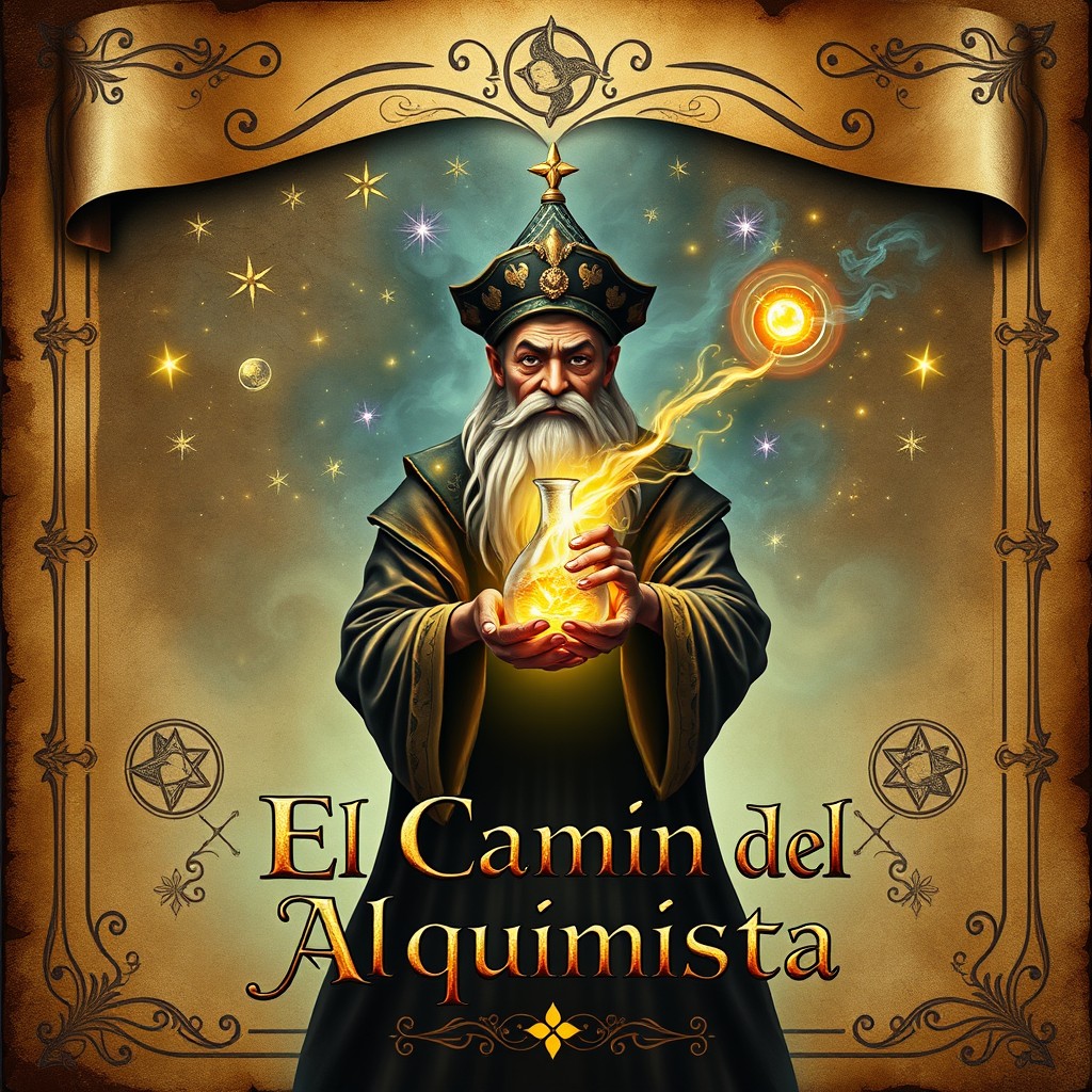 A mystical and enchanting cover design for 'El Camino del Alquimista'