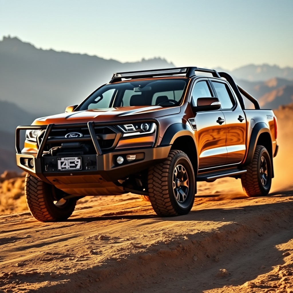 A powerful double cabin pickup truck, featuring a double rear axle, designed for off-road adventures