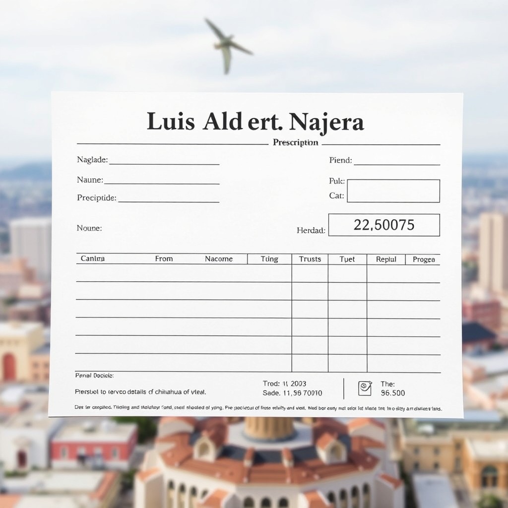 A detailed prescription pad featuring the current date, in a clean, professional layout