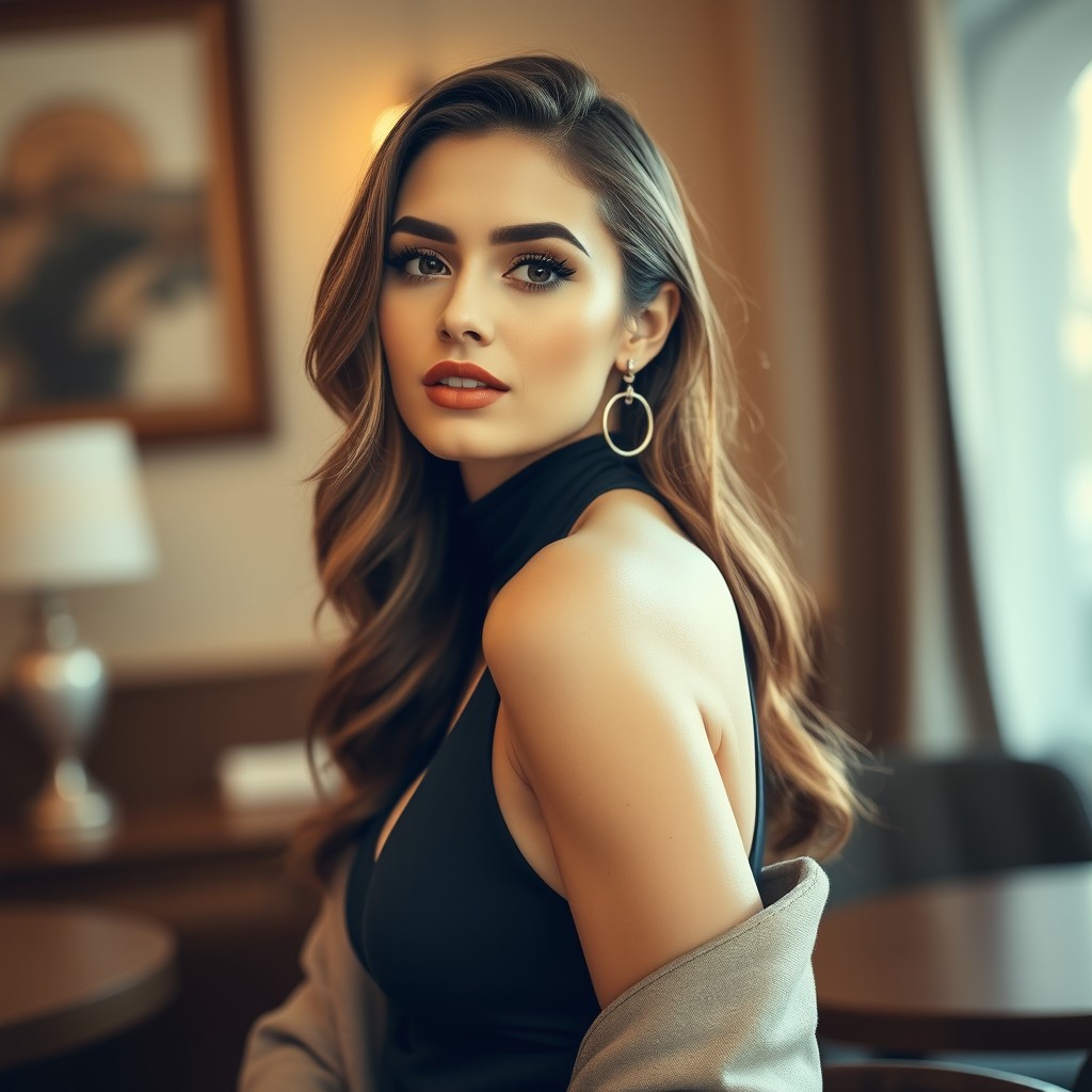 A beautifully styled scene featuring an elegant and attractive woman, capturing beauty and grace