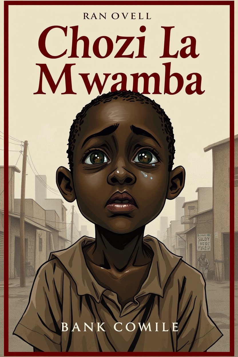 A poignant book cover illustration for the novel titled "Chozi La Mwamba"