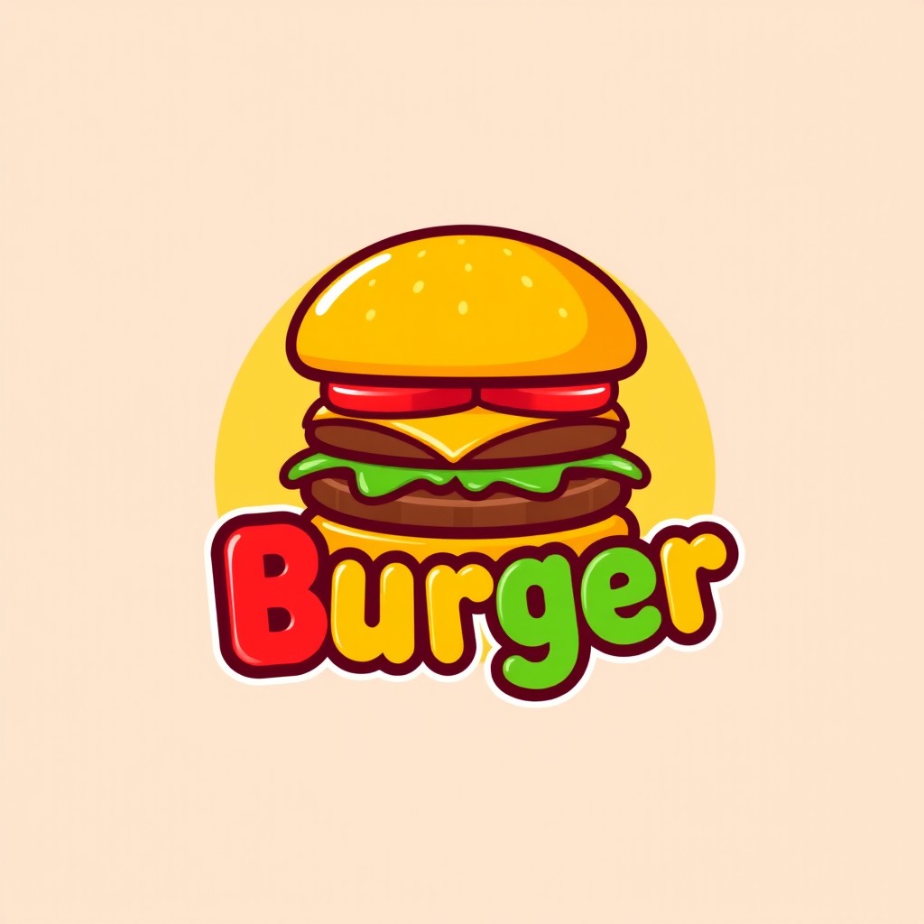 A vibrant and modern logo for a fast food restaurant named "Nice Burger" featuring a stylized, appetizing hamburger at its center