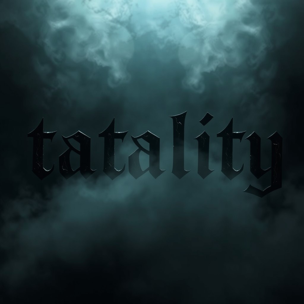 The word 'tatality' rendered in a bold and edgy font, styled with a dark and mysterious aesthetic
