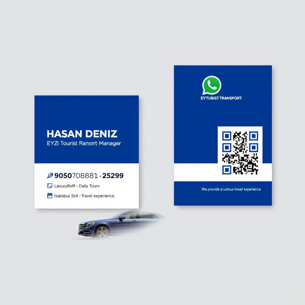 Design a sophisticated business card for EYZ Tourist Transport, a luxury tourist transfer service