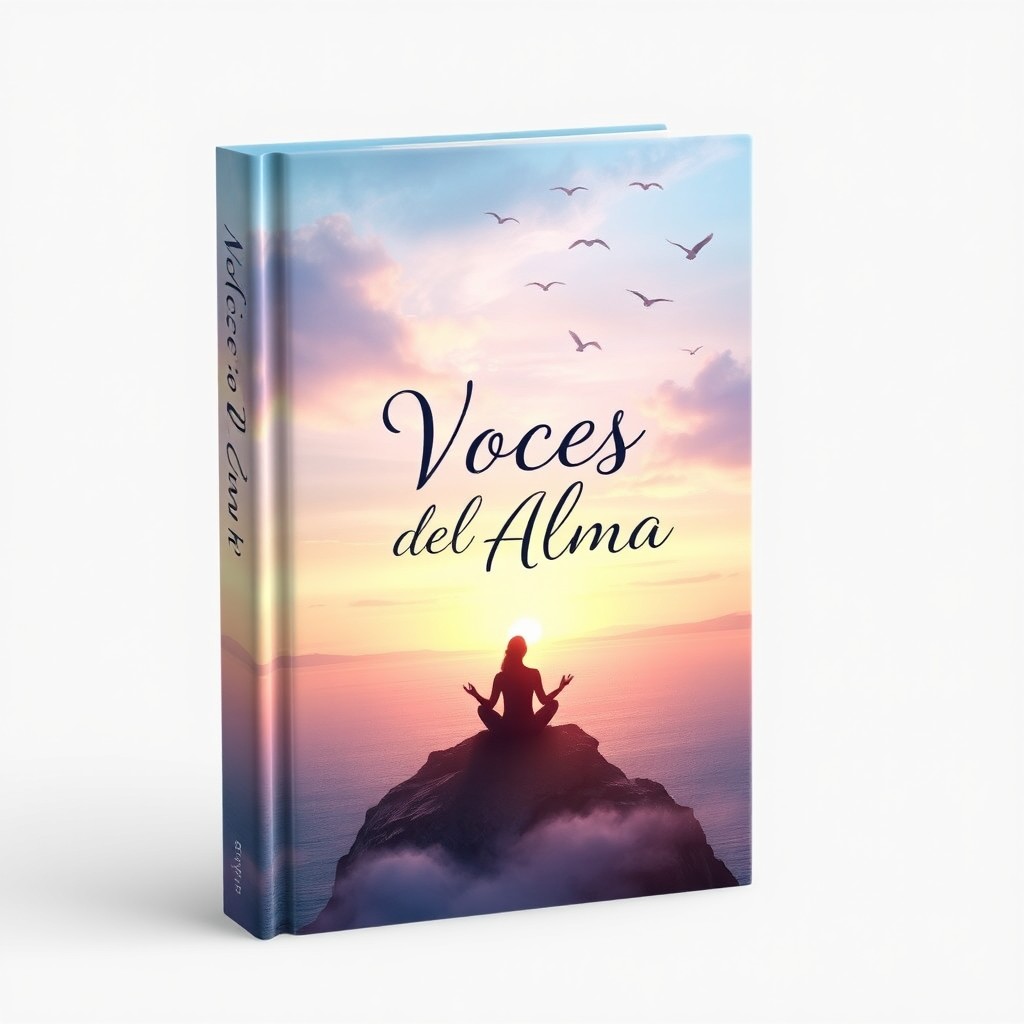 A captivating book cover design for a quote book titled 'VOCES DEL ALMA'
