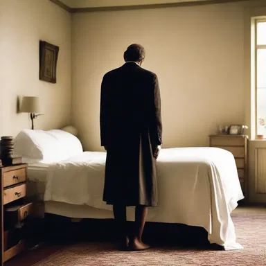 The character tiptoed imperceptibly across the room, making sure not to wake anyone up.
