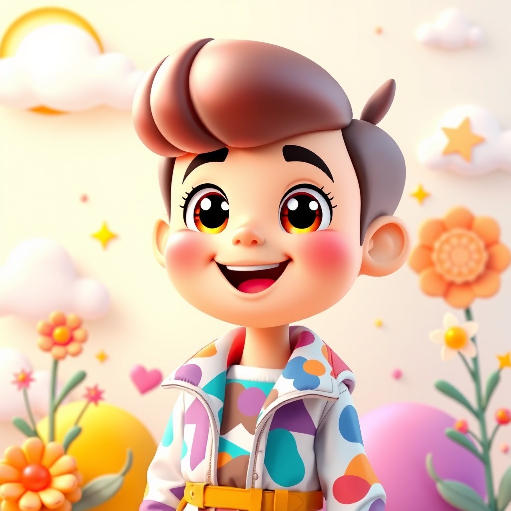 A vibrant and colorful 3D cartoon profile picture with a cute and friendly character