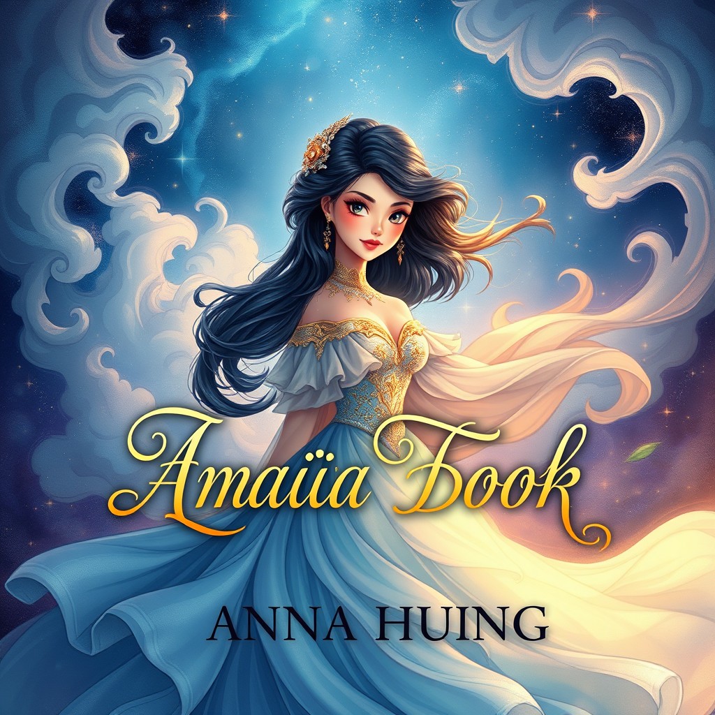 A captivating book cover in the enchanting style of Anna Huang, featuring a beautifully illustrated main character with striking features, embodying elegance and strength