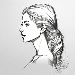 Produce a precise and detailed drawing of a woman viewed in side profile.