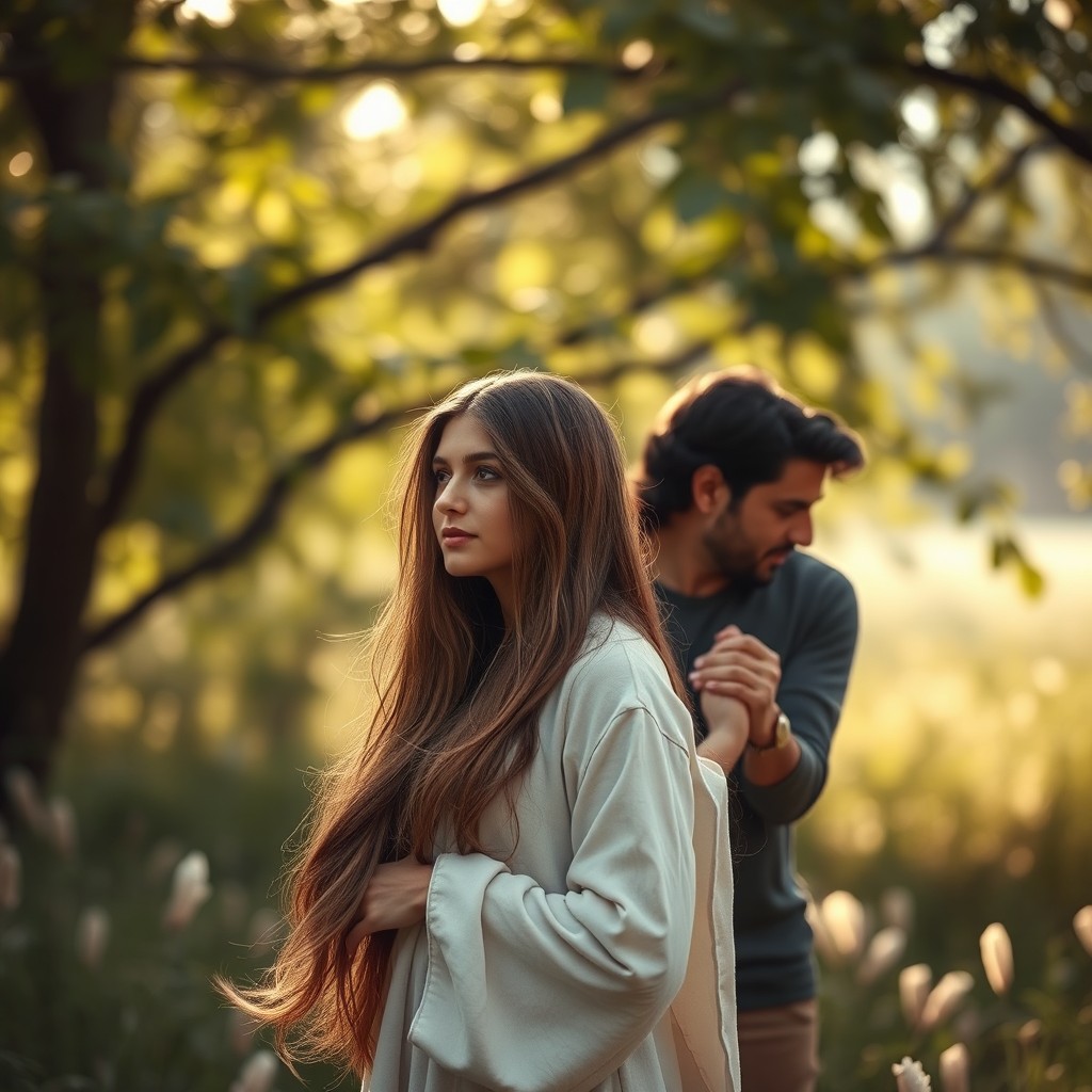 A serene and intimate scene depicting a couple in a peaceful moment