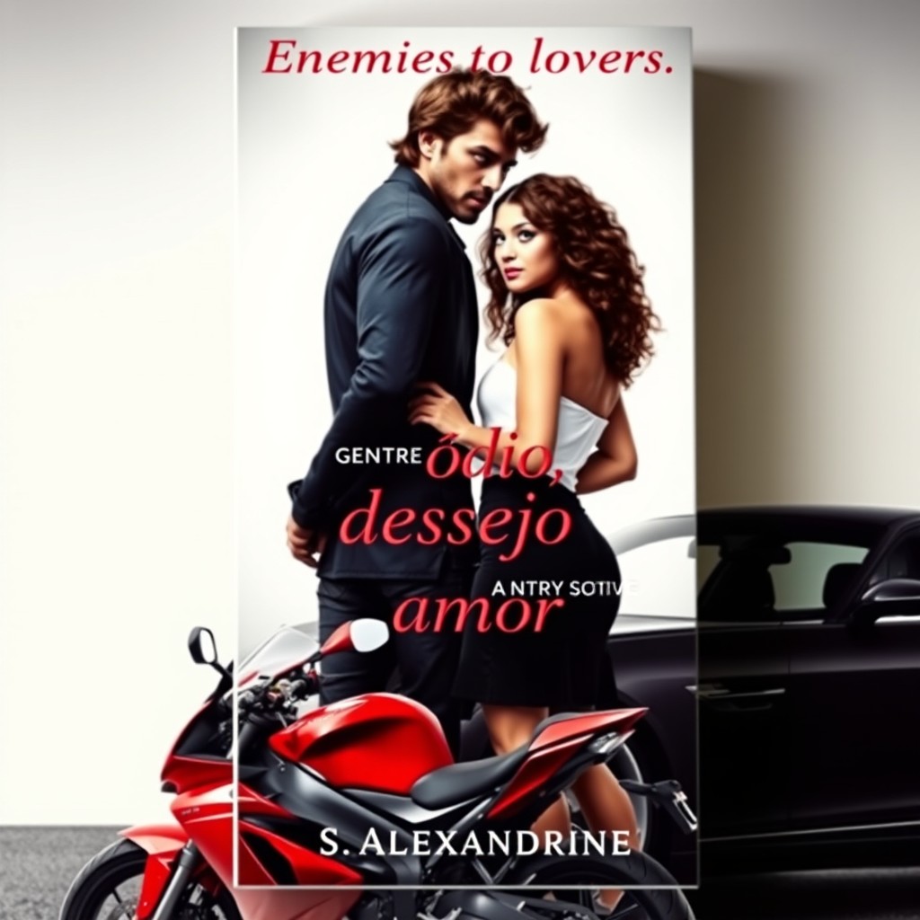 A book cover for a romance novel featuring a tall, dark-skinned man with wavy hair and striking green eyes standing with his back turned to a short, curvy woman with curly hair