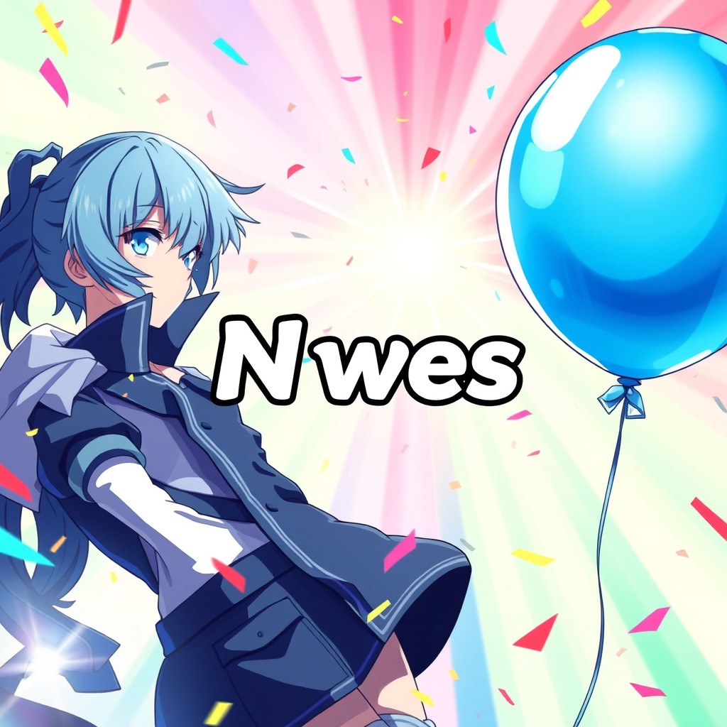 A vibrant anime-style composition featuring a blue balloon on the right side and an illustration of Sai from the anime Blue Lock on the left