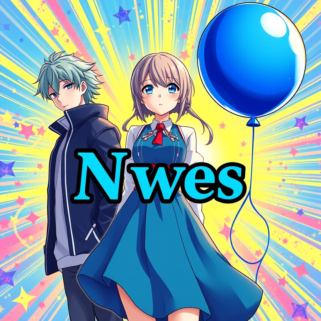 A visually striking illustration featuring a blue balloon positioned on the right side of the image