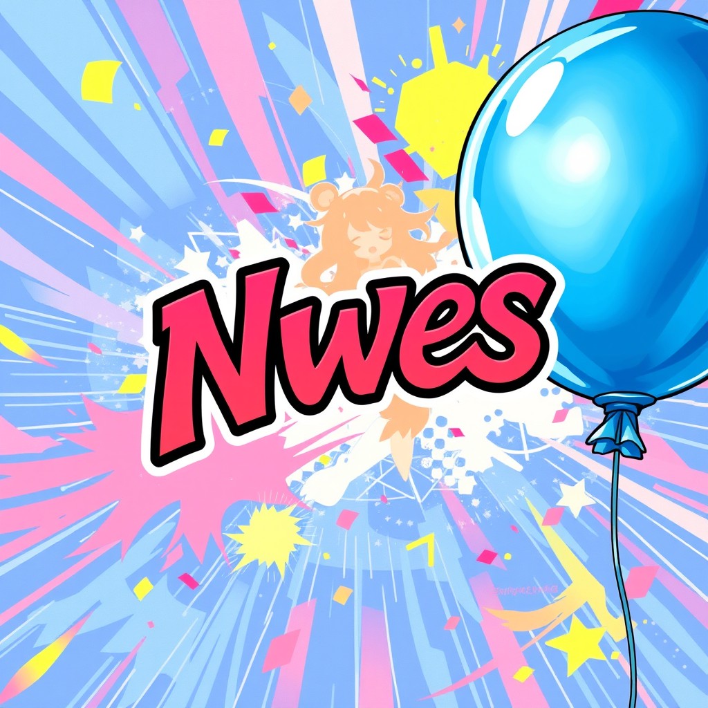 A vibrant illustration featuring a blue balloon on the right side, with a character resembling Sai from an anime on the left side and another character resembling Rin from the anime Blue Lock