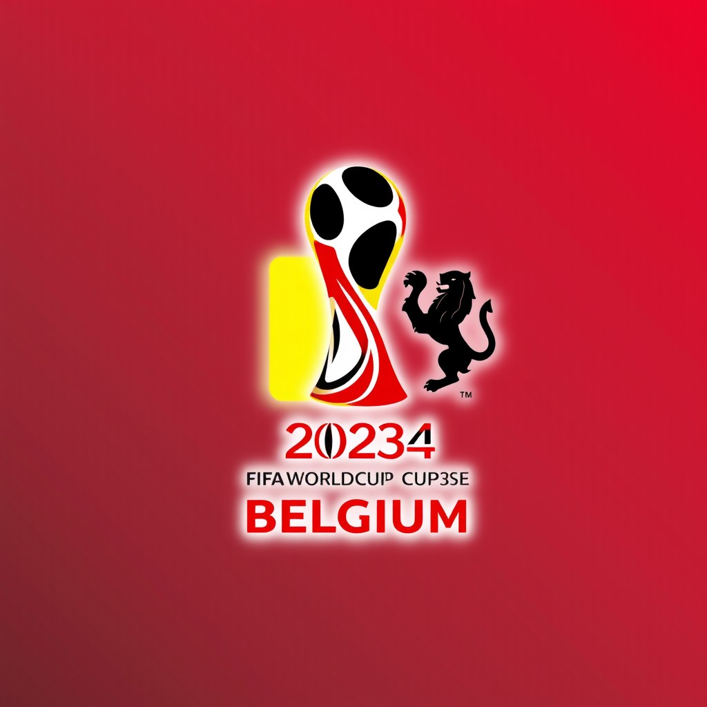 A logo design for the FIFA World Cup 2034 featuring the host country, Belgium