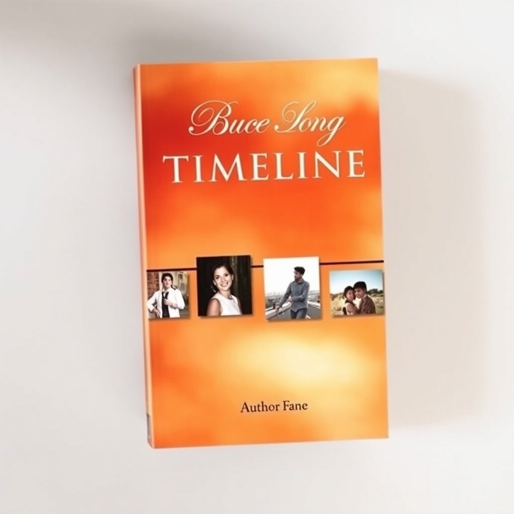Create a visually appealing book cover that features a series of images organized in a timeline format