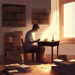 This is a high-quality digital art image portraying a serene study scene