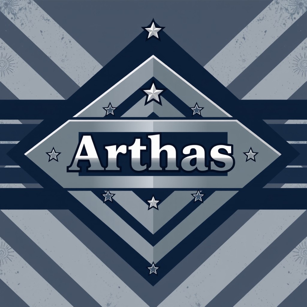 A stylish military chevron design featuring the name 'Arthas' prominently displayed in a bold, eye-catching font