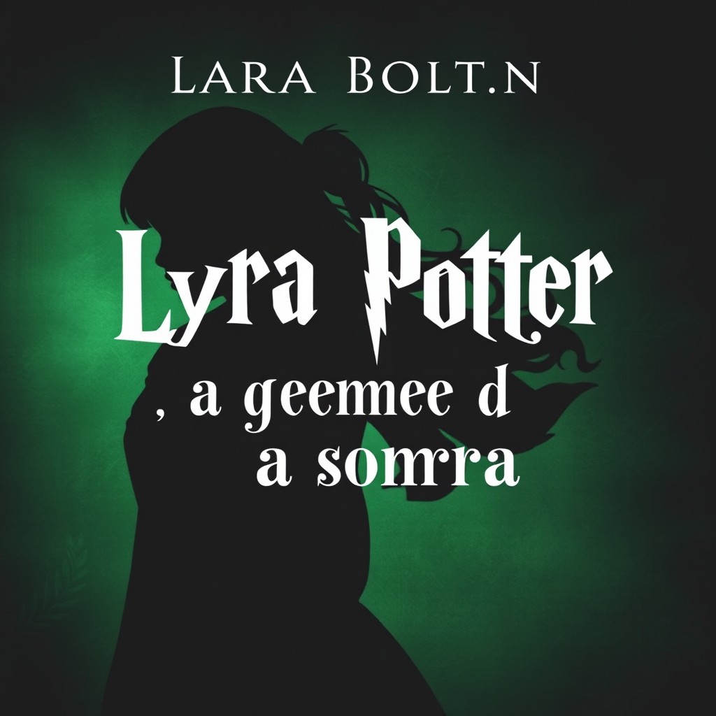 An eye-catching fanfic cover featuring the title 'Lyra Potter, a gêmea da sombra