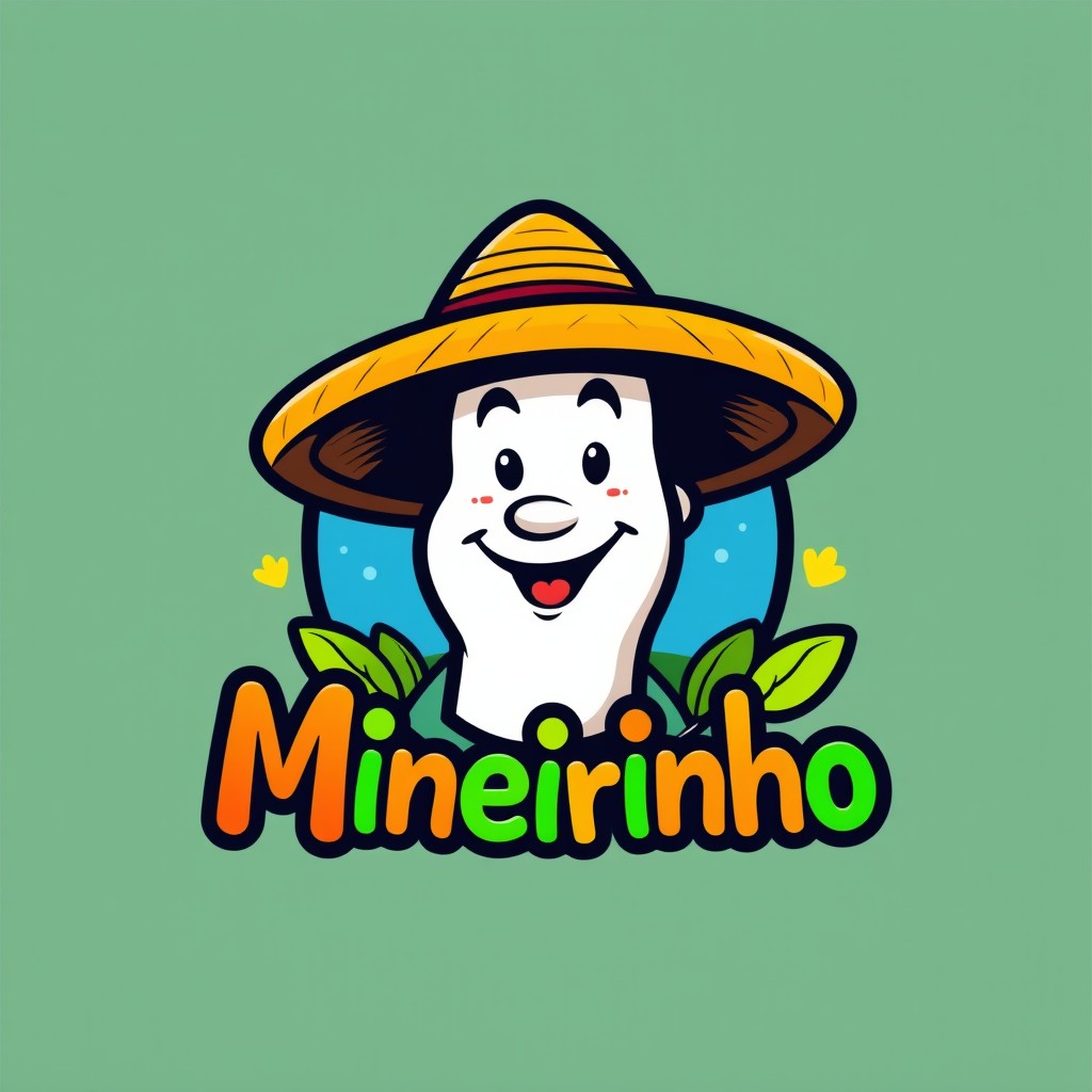 A colorful and playful logo design featuring the name 'Mineirinho' in a fun and bold font