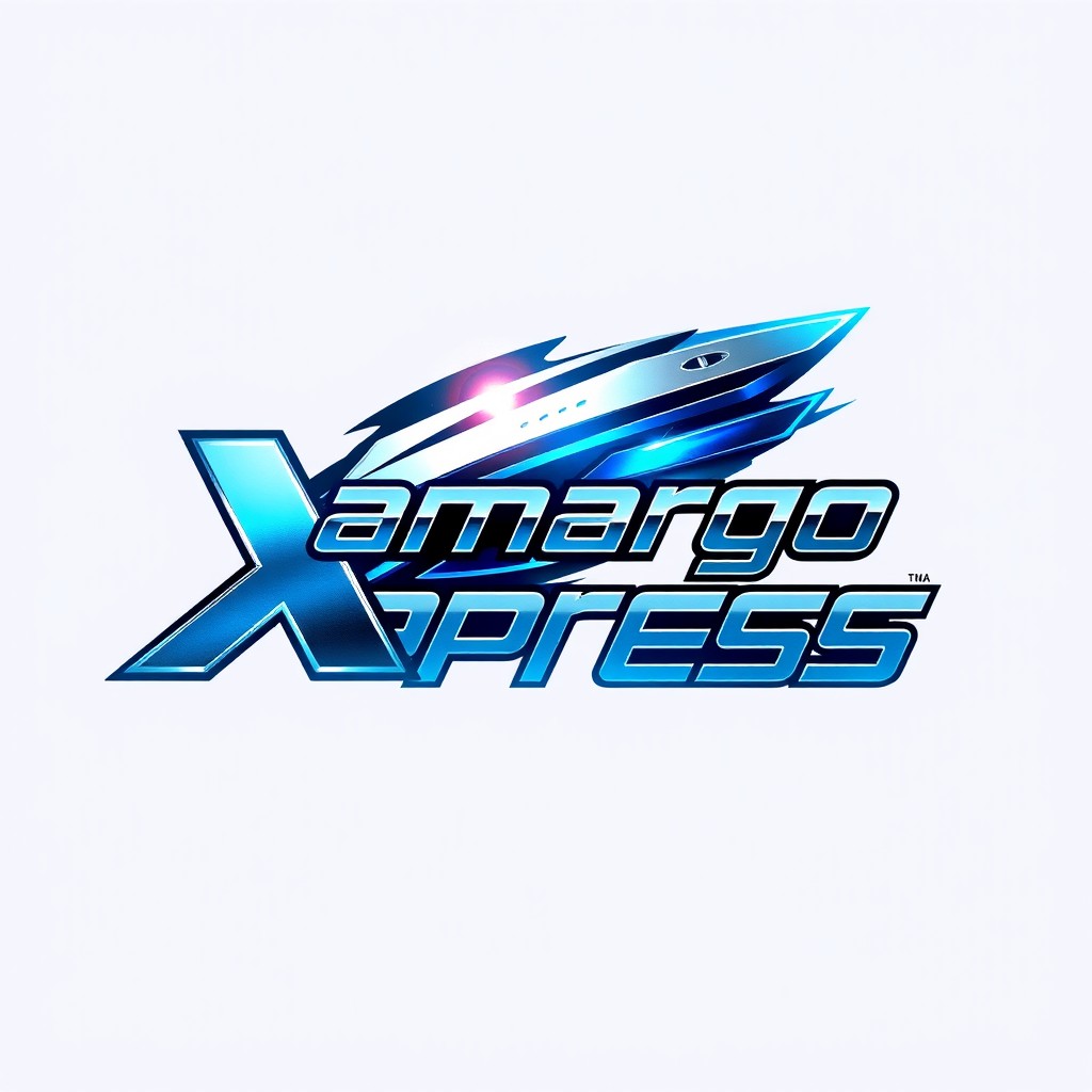 A futuristic logo design for "CamargoXpress" featuring ultra-detailed elements that convey dynamic motion
