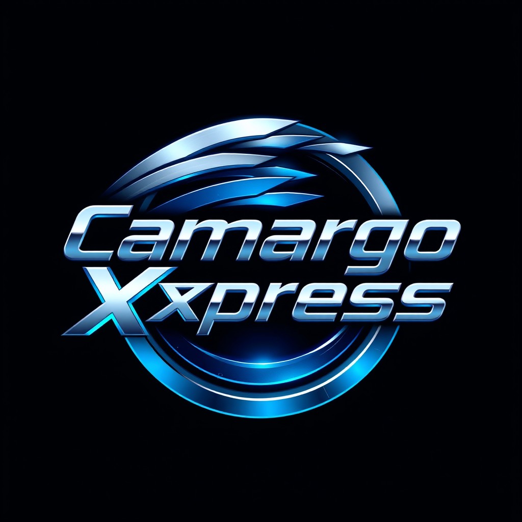 Logo design for "CamargoXpress" featuring ultra-detailed and futuristic aesthetics