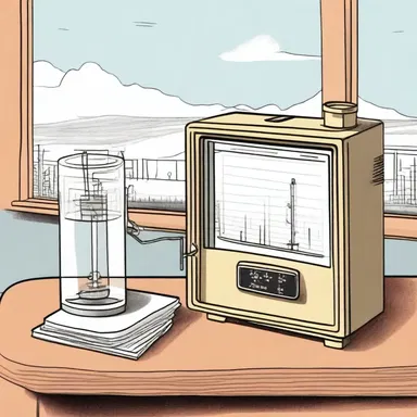 In the cartoon, the barograph was depicted as a small weather station in the background.