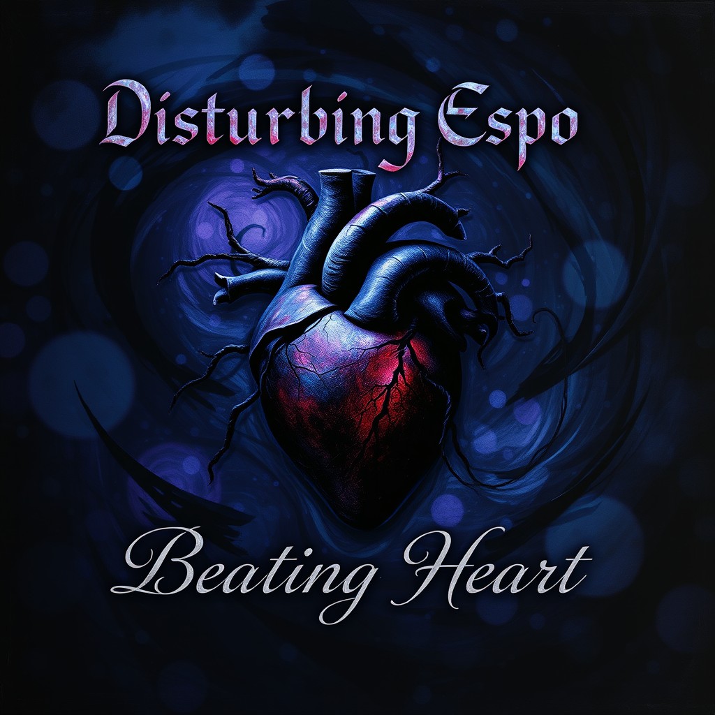 A captivating and moody album cover for an album titled 'Disturbing Espo - Beating Heart